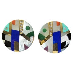 Asch Grossbardt Inlaid Multistone Earrings