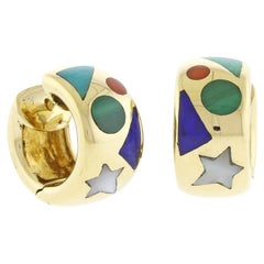 Asch Grossbardt Inlay Gemstone Huggie Earrings