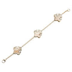 Asch Grossbardt Inlay Mother of Pearl Fleur de Lis Gold Bracelet