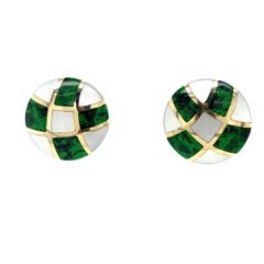 Asch Grossbardt Jade 14k Yellow Gold Earrings