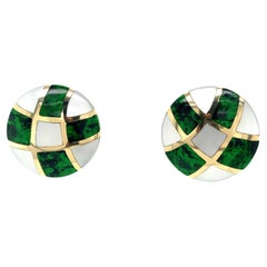 Asch Grossbardt Jade 14k Yellow Gold Earrings