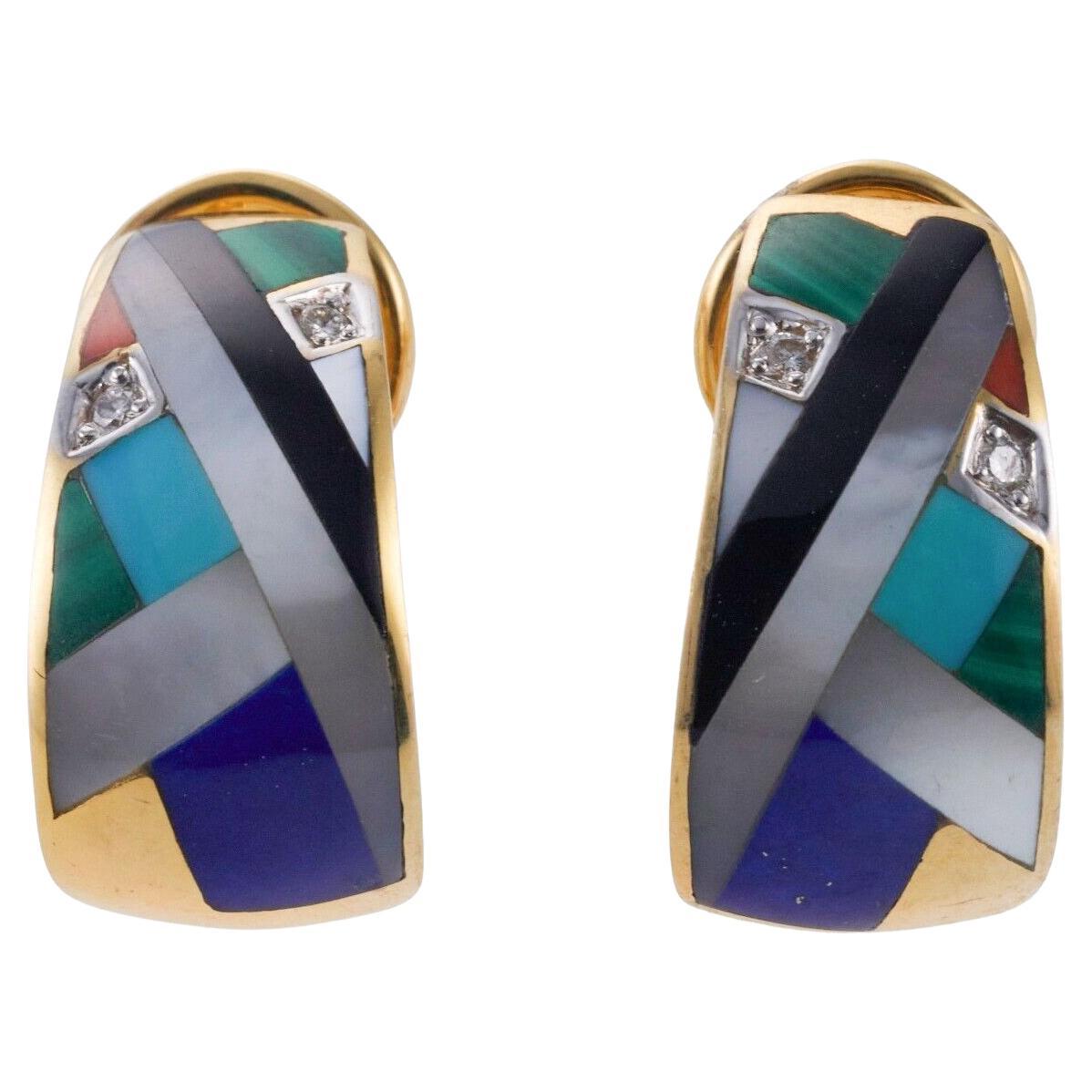 Boucles D'oreilles Argent 925 - Or, Jade Bleu, Perles, Lapis, Turquoise - 30mm - Neuf