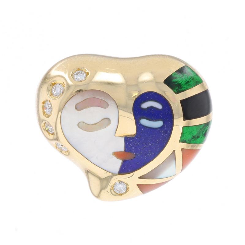 Brand: Asch Grossbardt

Metal Content: 14k Yellow Gold

Stone Information

Natural Mother of Pearl
Cut: Inlay
Color: White

Natural Lapis Lazuli
Cut: Inlay
Color: Blue

Natural Maw Sit Sit
Cut: Inlay
Color: Green

Natural Onyx
Cut: Inlay
Color: