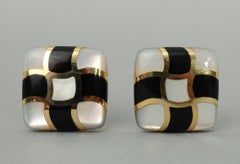 Asch Grossbardt Onyx and Mother of Pearl Earrings
