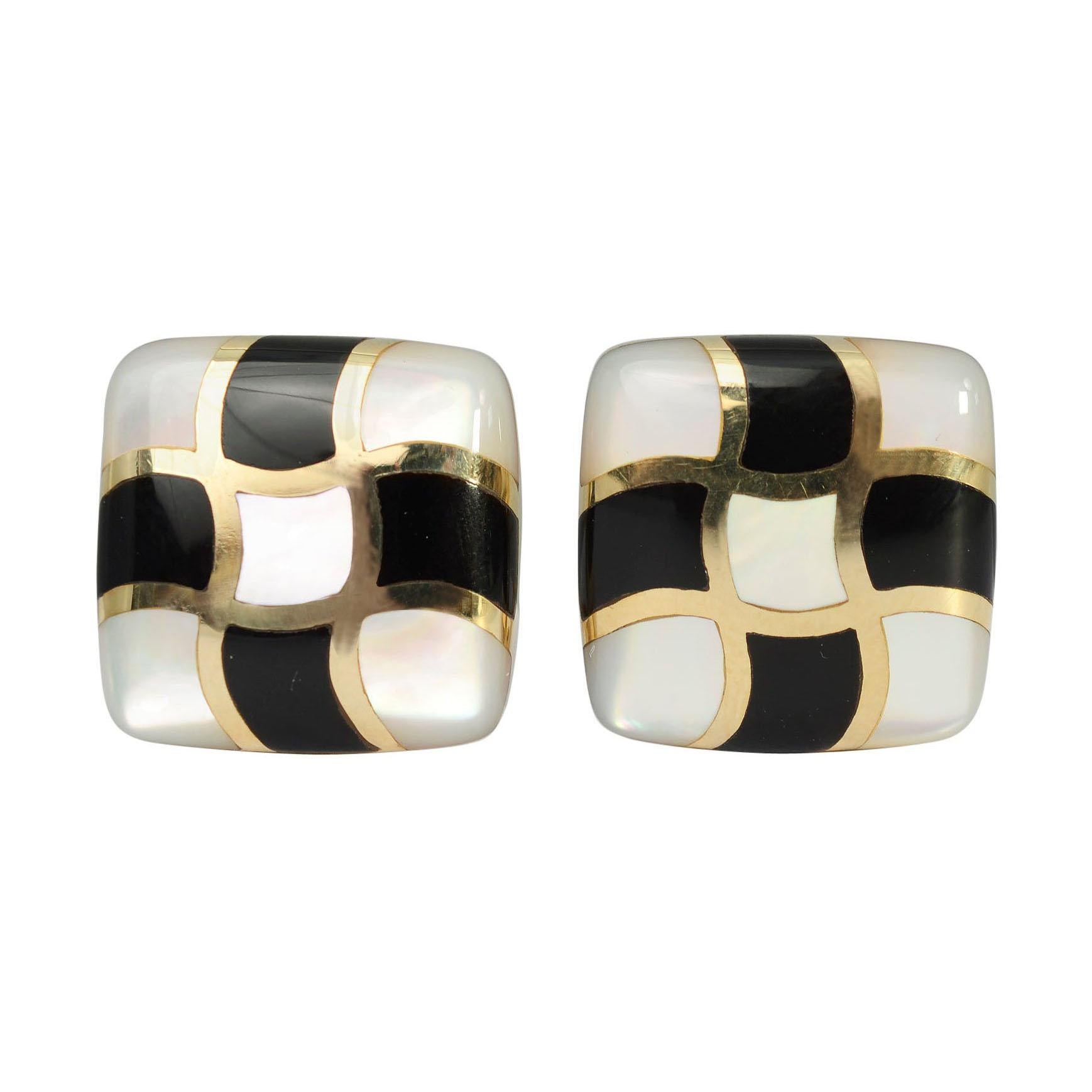 Asch Grossbardt Onyx and Mother of Pearl Earrings