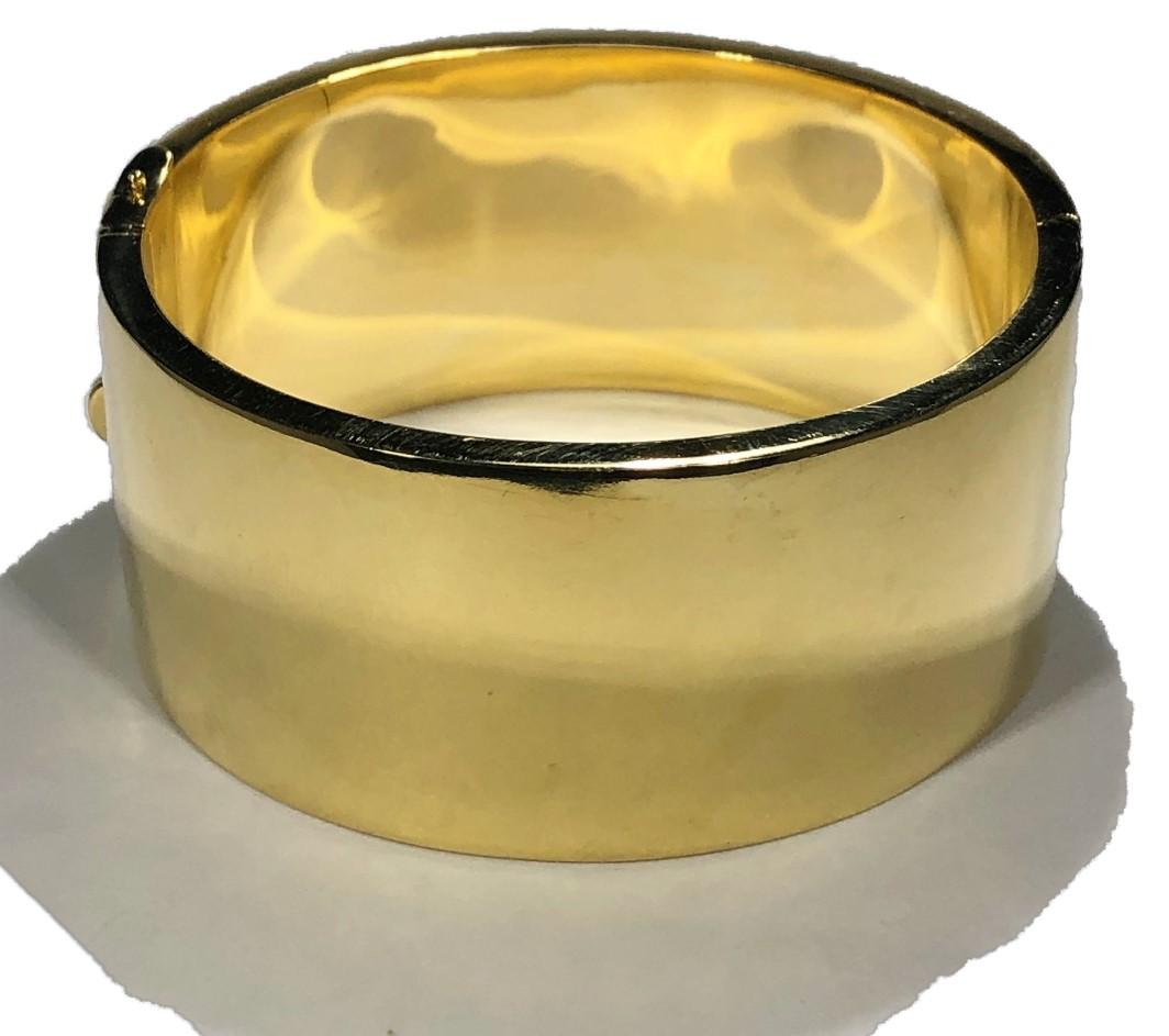 Asch Grossbardt Onyx Diamond Mother of Pearl Gold Wide Cuff Bangle 2