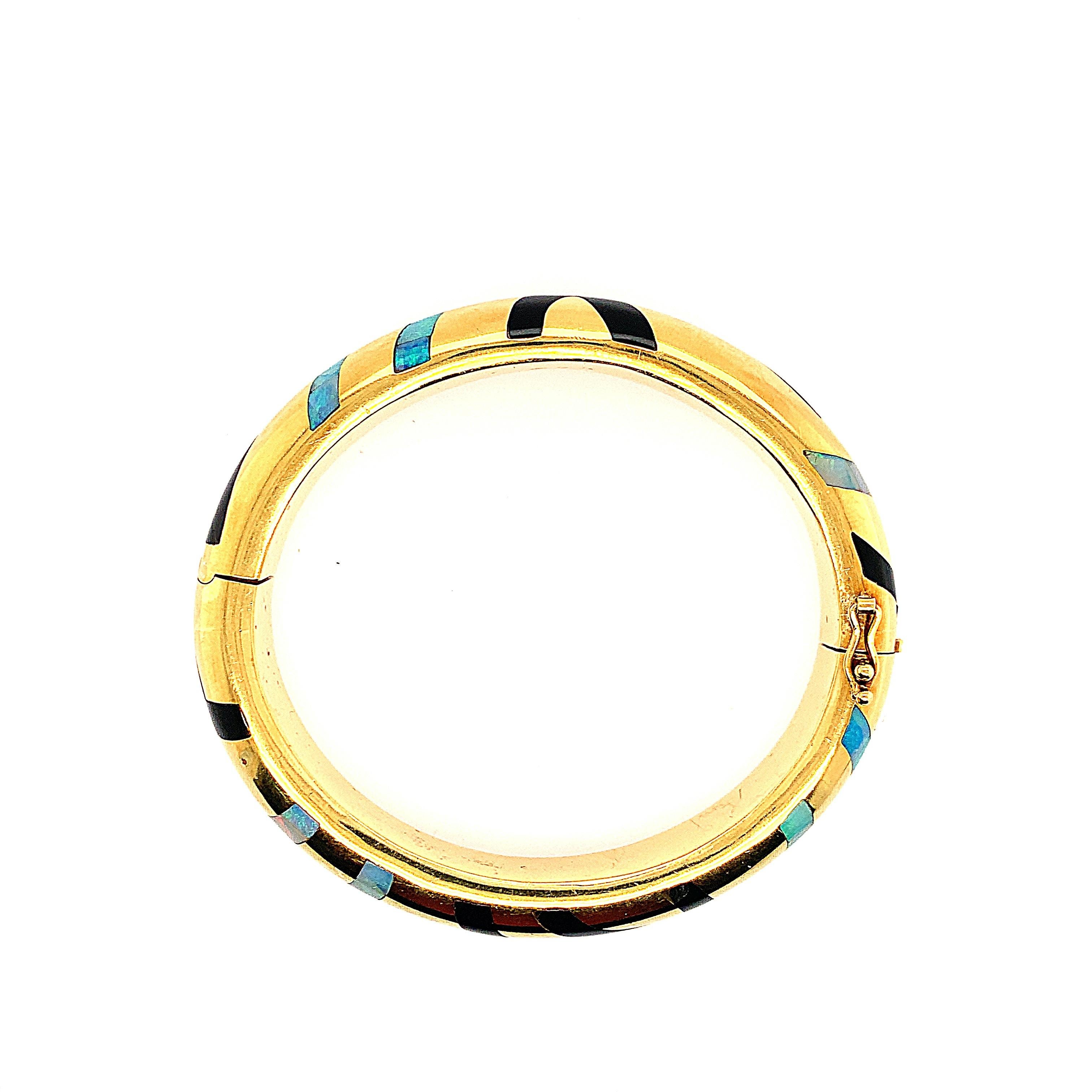 Contemporary Asch Grossbardt Opal, Black Onyx, Gold bracelet For Sale