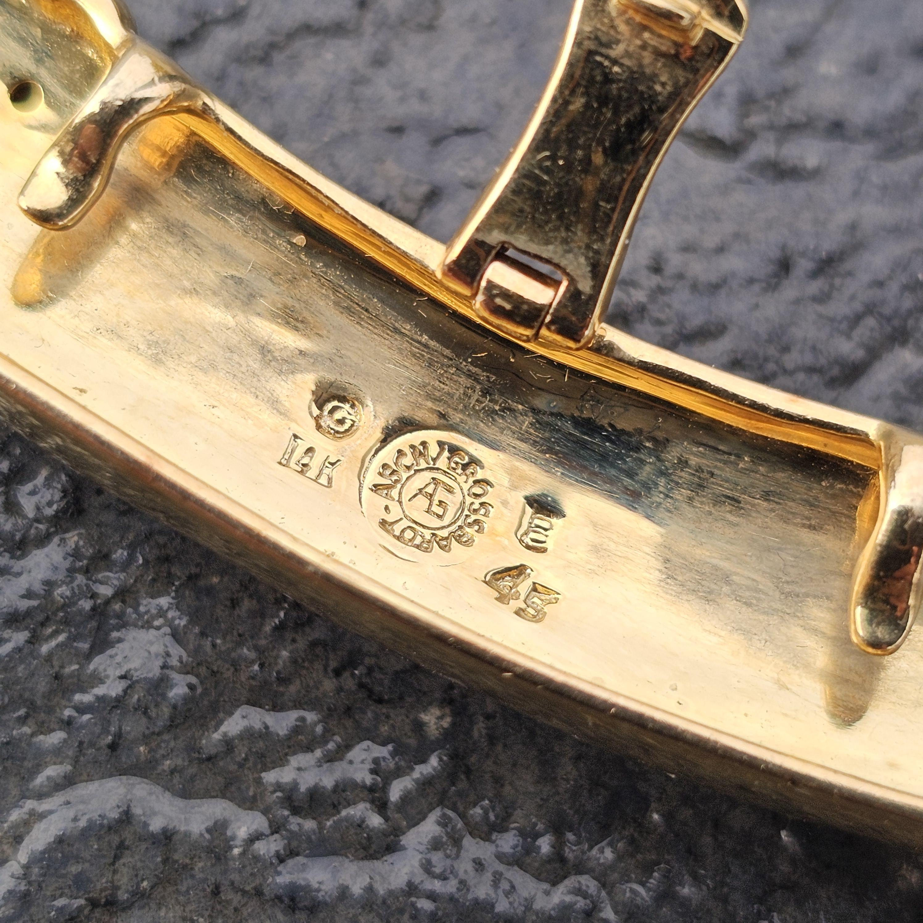 Asch Grossbardt pendentif coulissant or jaune 14k diamant nacre perle onyx 13.3g en vente 2