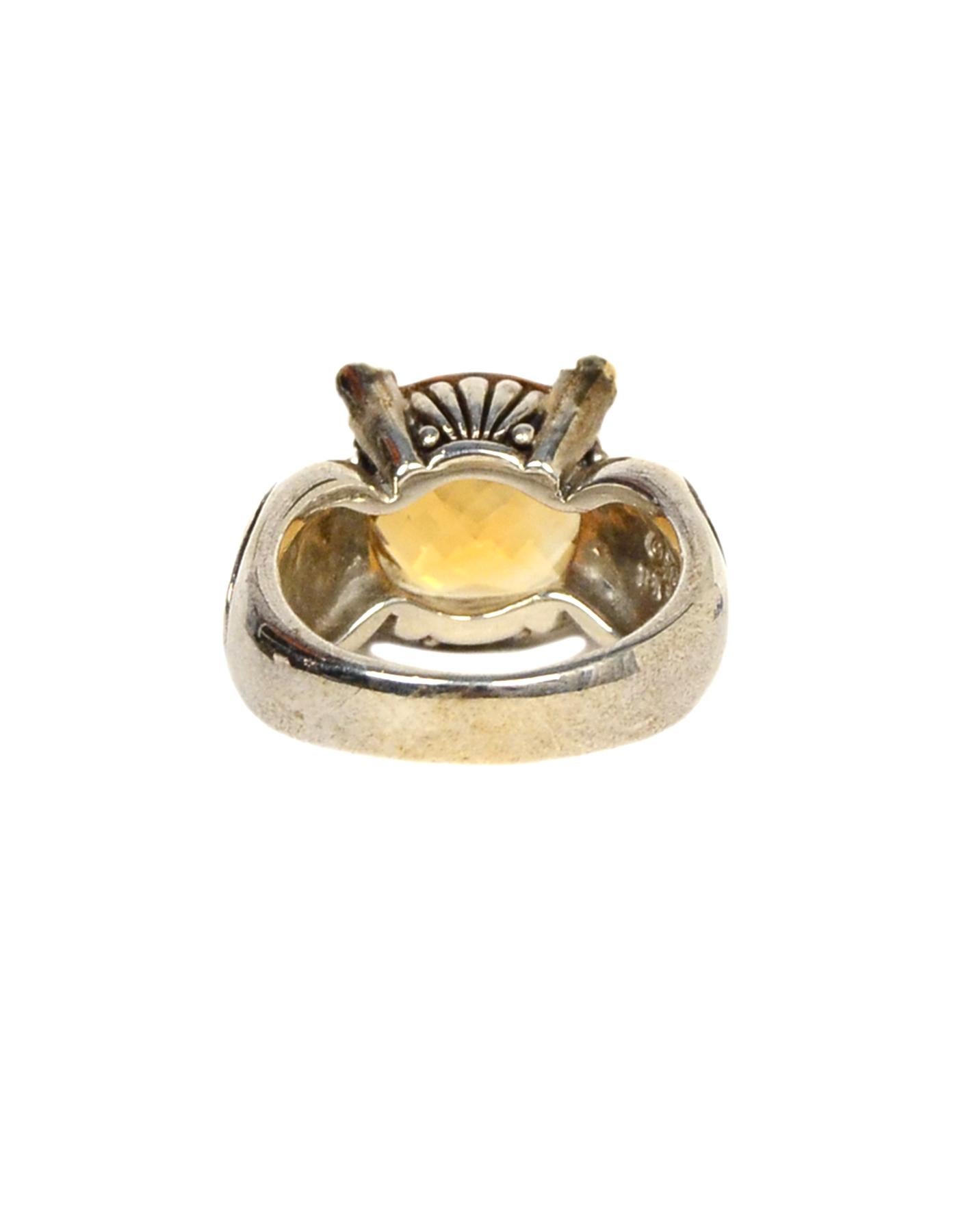 Asch/Grossbardt Sterling & 18K Citrine Ring W/ Diamonds & Onyx/MOP/Coral Sz 6.5 In Excellent Condition In New York, NY