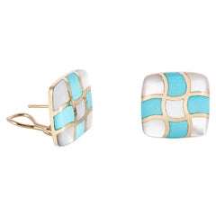 Asch Grossbardt Turquoise and Mother of Pearl Earrings