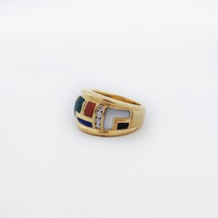 ASCH GROSSBARDT Vintage 14K Gold Diamond MultiGem Ring
