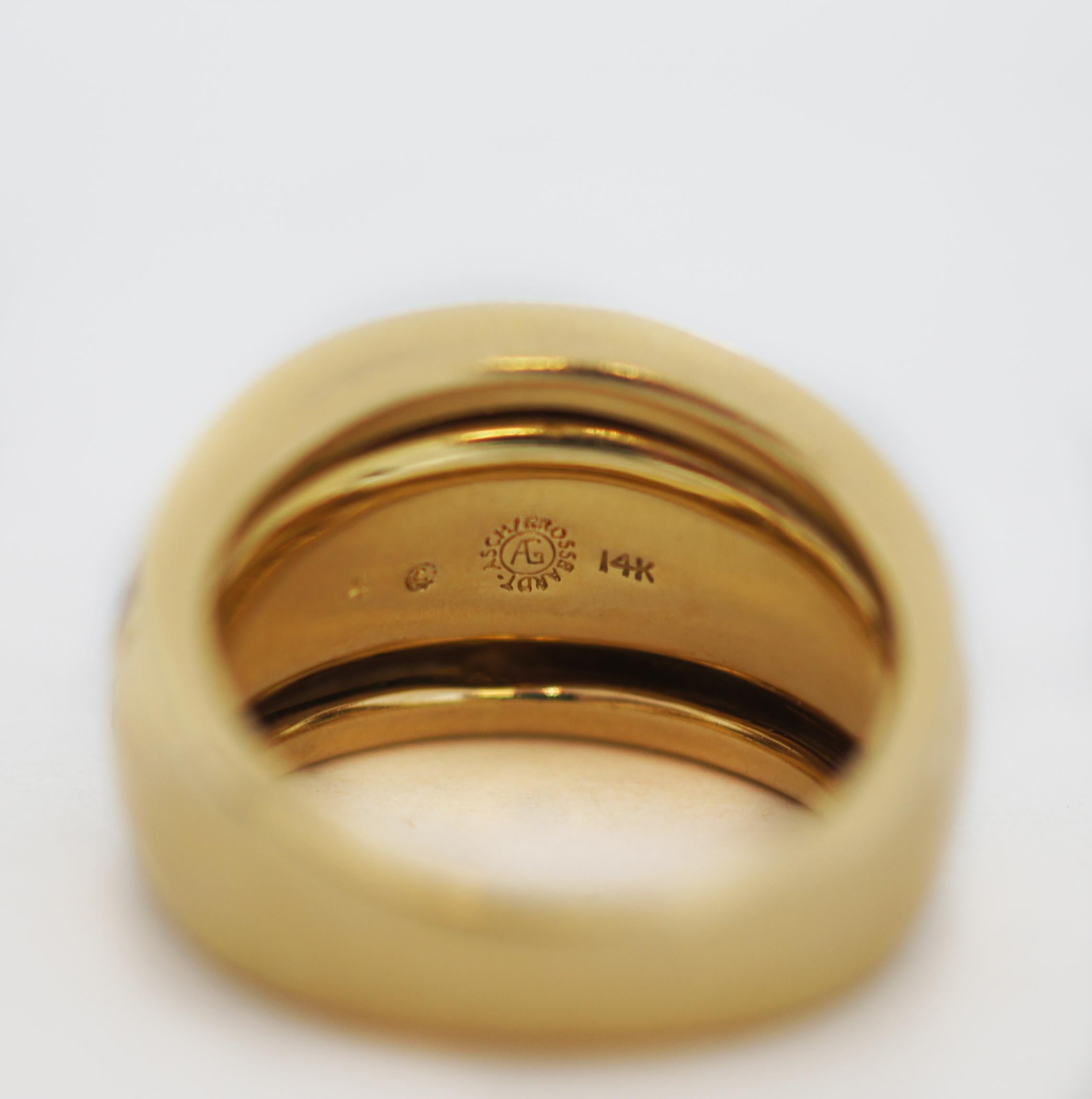 ASCH GROSSBARDT Vintage 14K Gold Diamond MultiGem Ring In Good Condition For Sale In San Fernando, CA