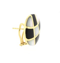 Asch Grossbardt White and Black Checkerboard Earrings