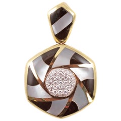 "Asch Grossbardt" Yellow Gold Diamond Mother-of-Pearl and Onyx Pendant