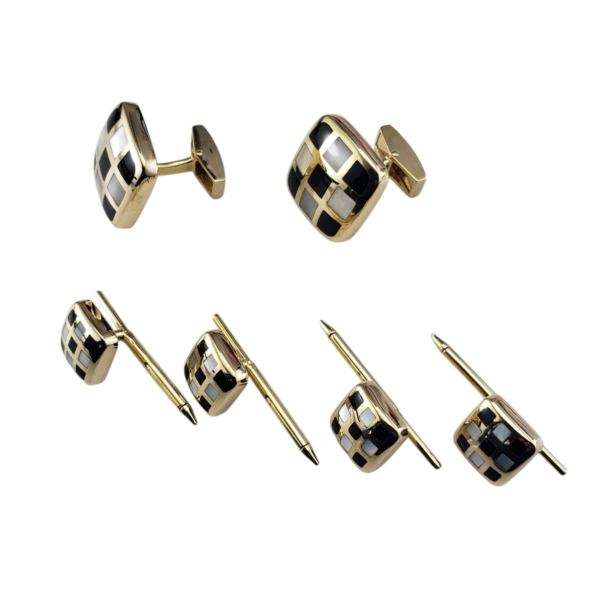 Asch Grossbart 14K Gelbgold MOP und Onyx Manschettenknöpfe und Smokingknöpfe Set #21429 (Zeitgenössisch) im Angebot