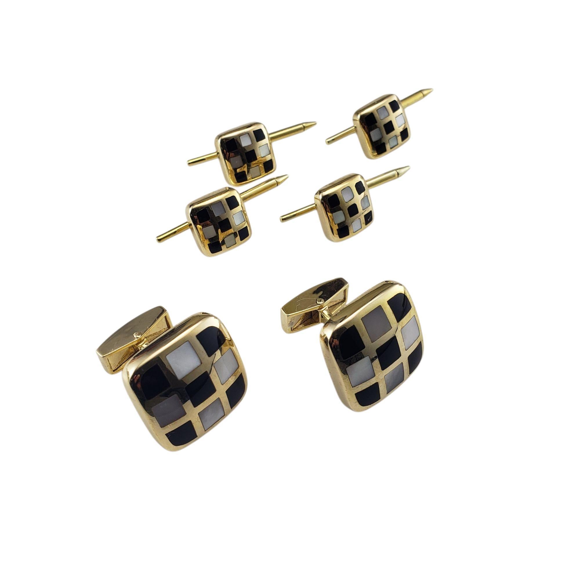 Asch Grossbart 14K Gelbgold MOP und Onyx Manschettenknöpfe und Smokingknöpfe Set #21429 (Gemischter Schliff) im Angebot