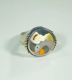 Asch Grossbradt Sterling or 18 Karat Spiny Oyster "Picasso" Ring