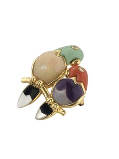 Asch Grossbardt Gold and Gem Stone set Love Birds pin