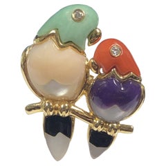 Asche Grossbardt Gold and Gem Stone set Love Birds pin
