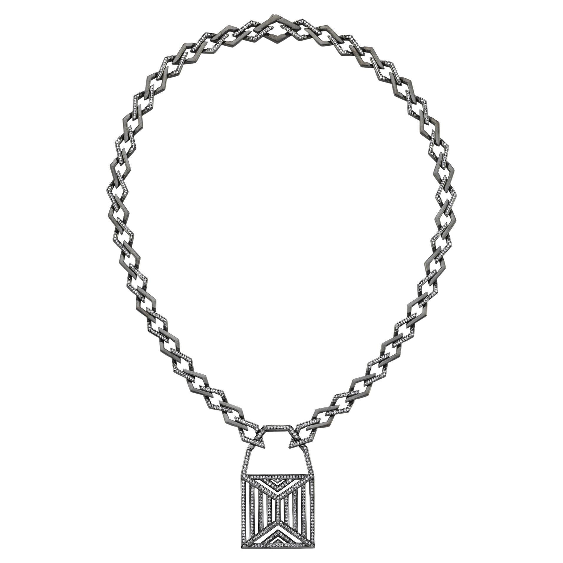 Gran Sueño Lúcido Collar Mediano de Oro Chapado en Rodio de 18k 3,85 Ct Diomand en venta