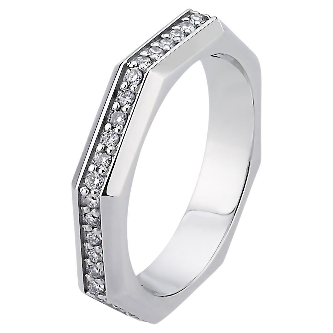 For Sale:  Ascher Celestial 18 K Gold White Ring