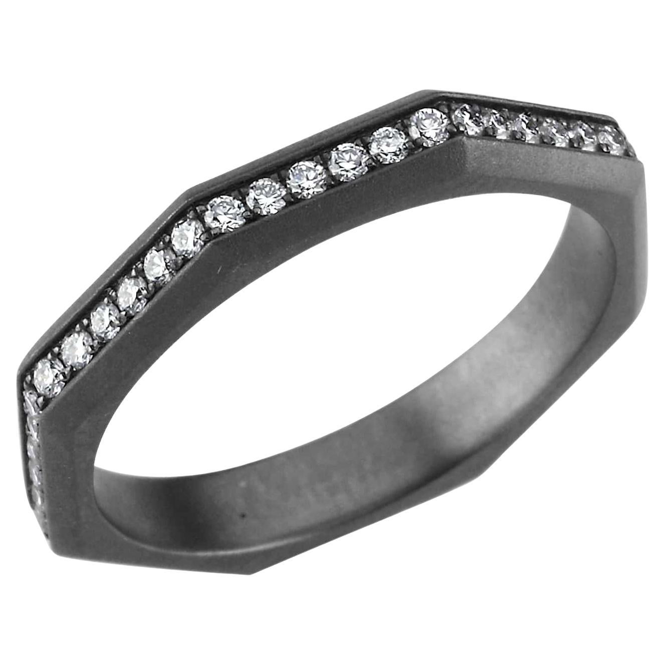 For Sale:  Ascher Celestial Black Rhodium Plated 18 K Gold Ring