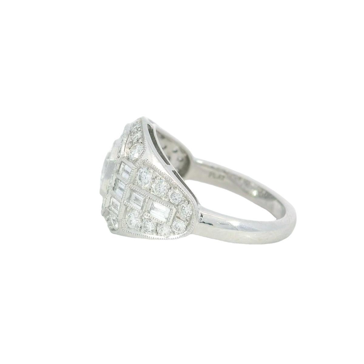 Anello con cluster di diamanti taglio Ascher in platino ~2,79ctw in stile Art Deco misura 6,25 in vendita 4
