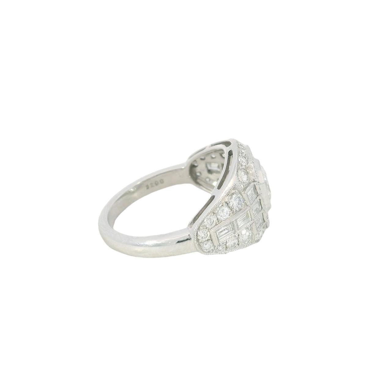 Anello con cluster di diamanti taglio Ascher in platino ~2,79ctw in stile Art Deco misura 6,25 in vendita 5