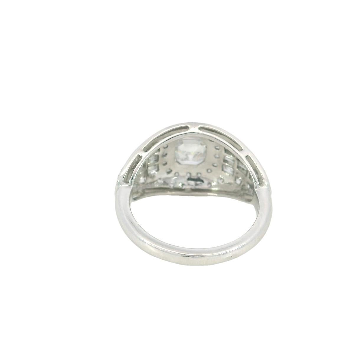 Anello con cluster di diamanti taglio Ascher in platino ~2,79ctw in stile Art Deco misura 6,25 in vendita 6