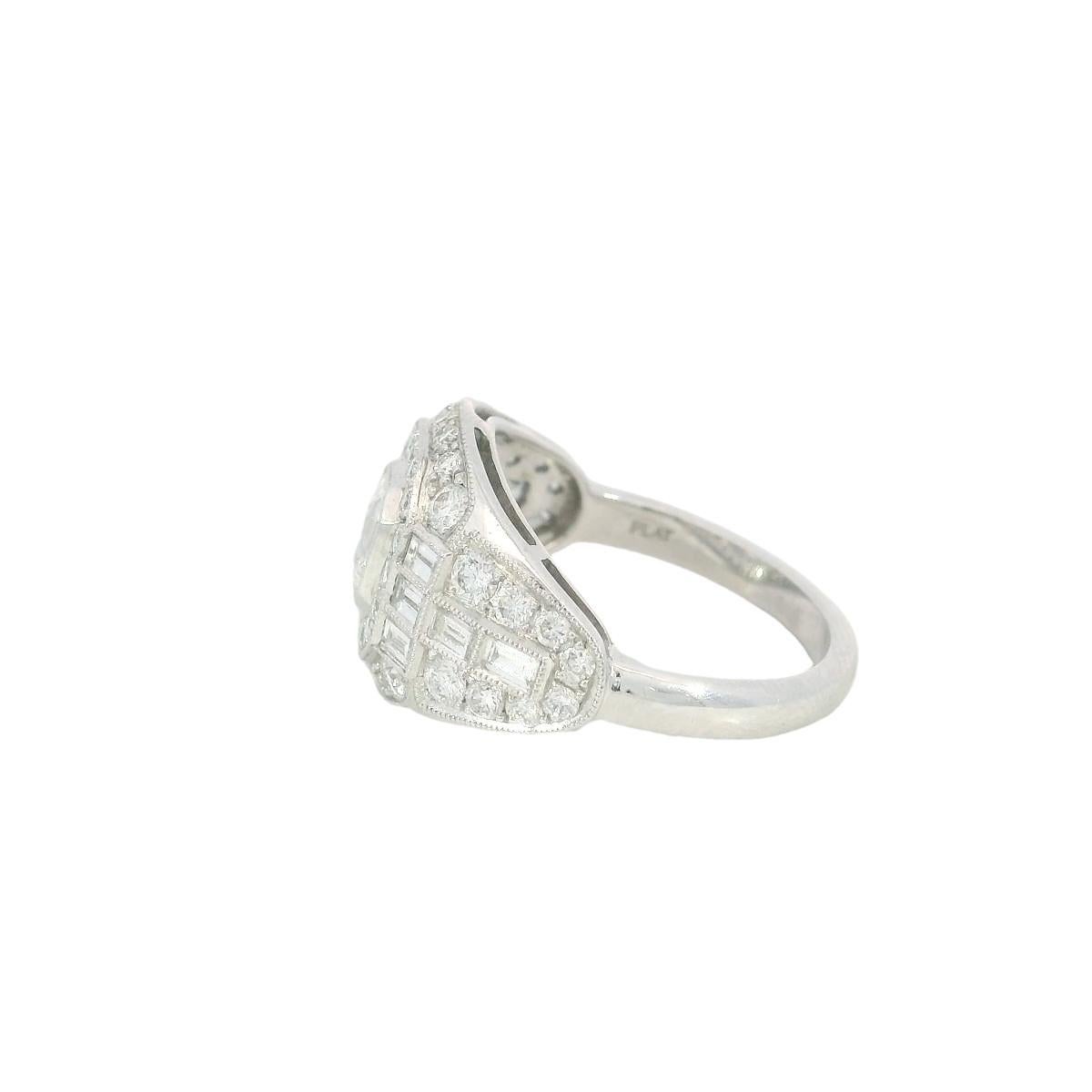 Anello con cluster di diamanti taglio Ascher in platino ~2,79ctw in stile Art Deco misura 6,25 in vendita 7