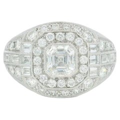 Ascher-Schliff Diamant-Cluster-Ring aus Platin ~2.79ctw Art Deco Stil Größe 6,25