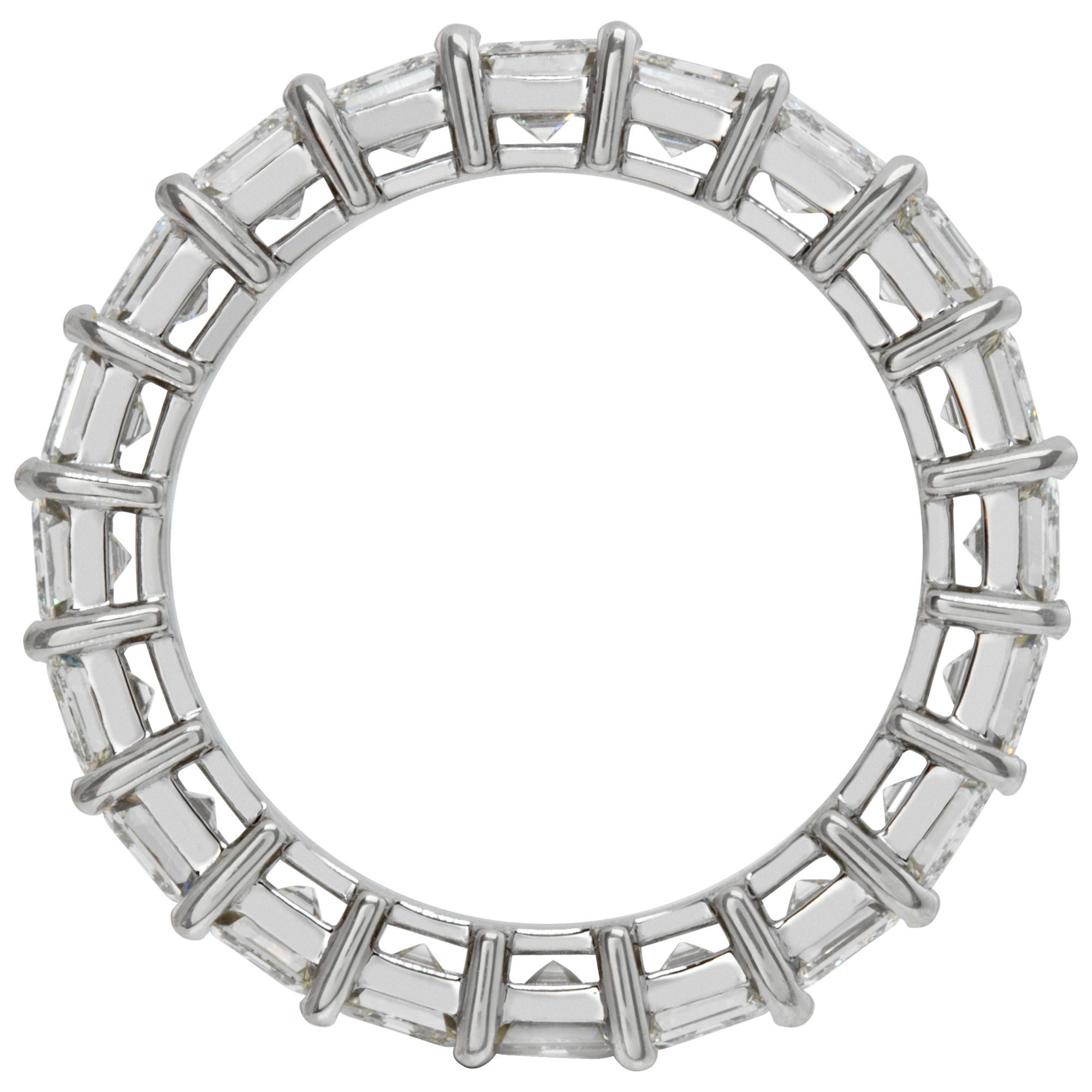 Women's Ascher cut diamond platinum eternity band For Sale