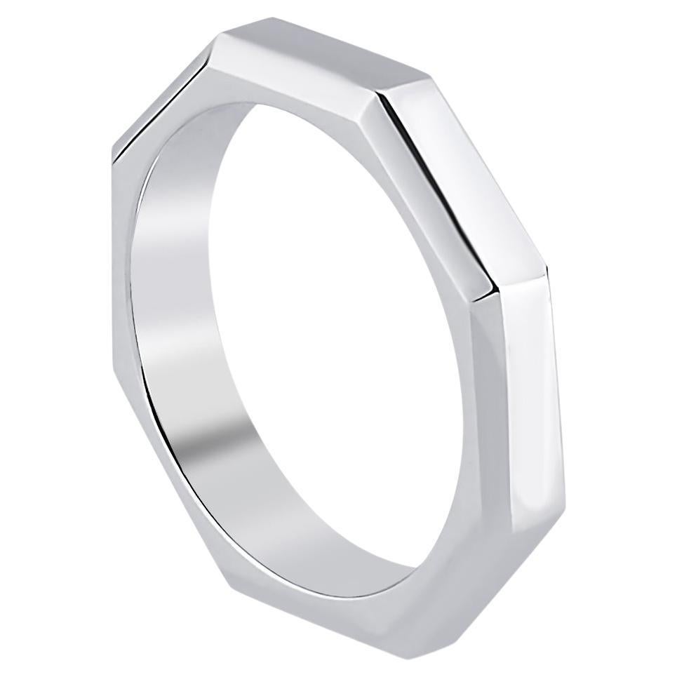 For Sale:  Ascher Luminescence Crescent Ring 18K White Gold