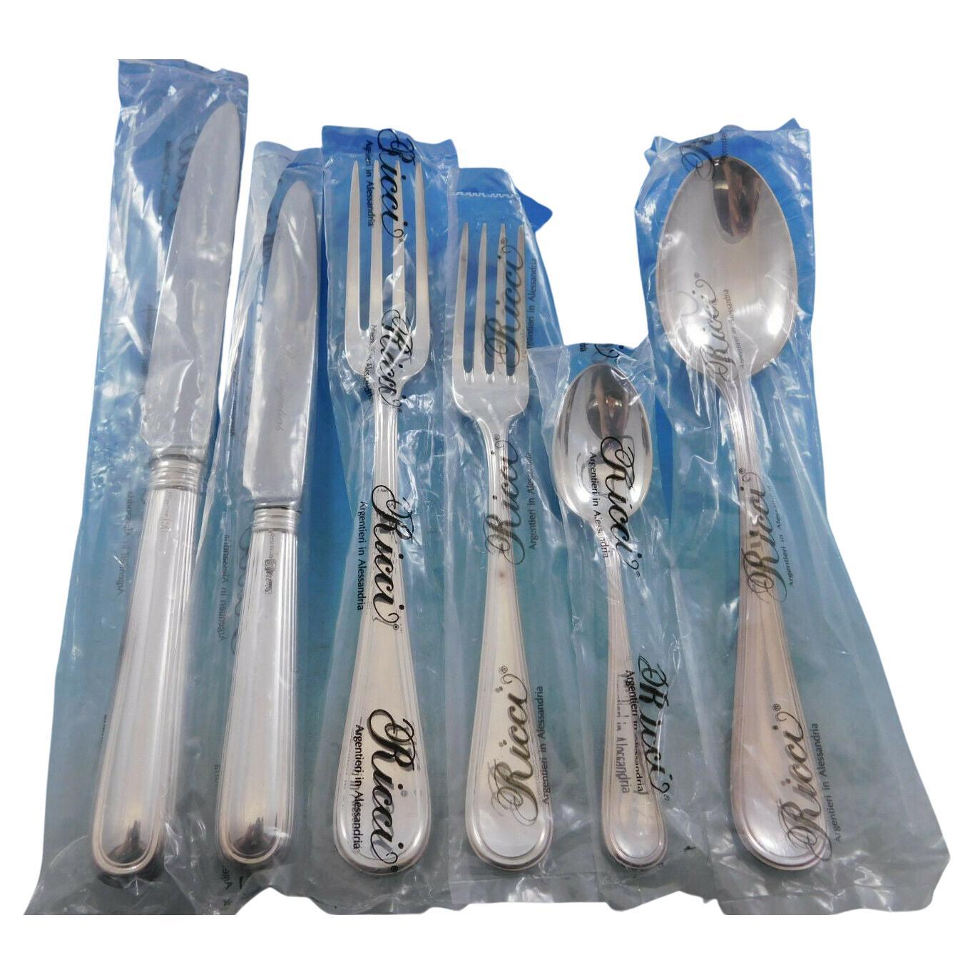 Ascot by Ricci 800 Silver Flatware Set for 12 Service 76 Pcs Dinner New Unused For Sale