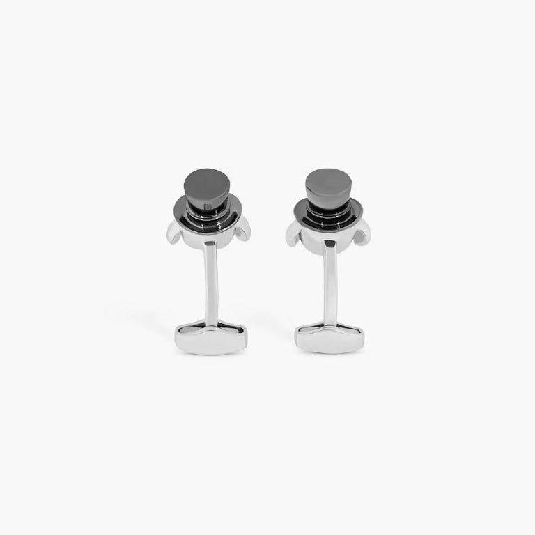 Ascot Daschund Cufflinks with Blue Swarovski Elements For Sale at