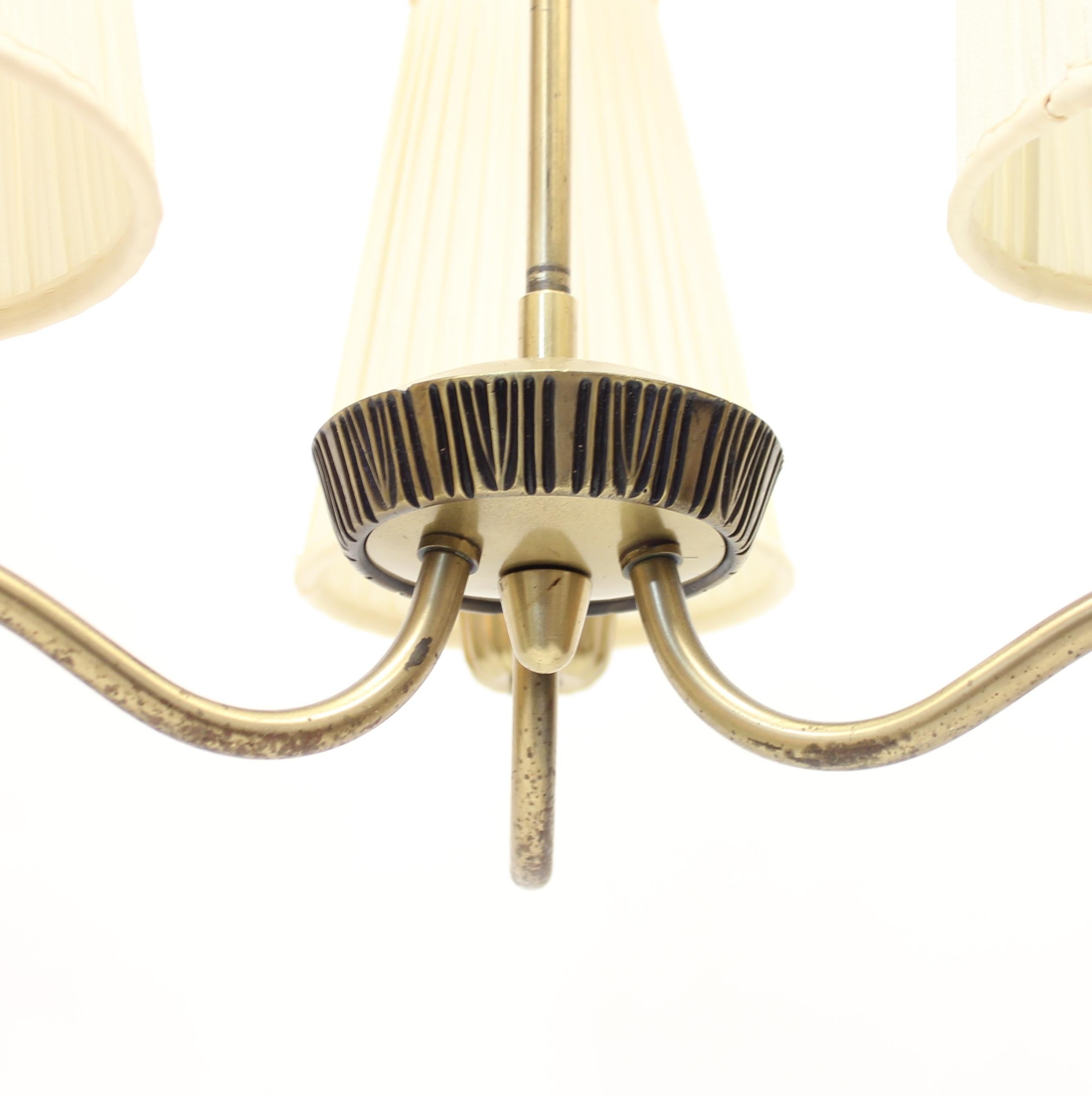 ASEA, 3-Light Brass Ceiling Lamp, Attributed to Sonja Katzin, 1950s 4