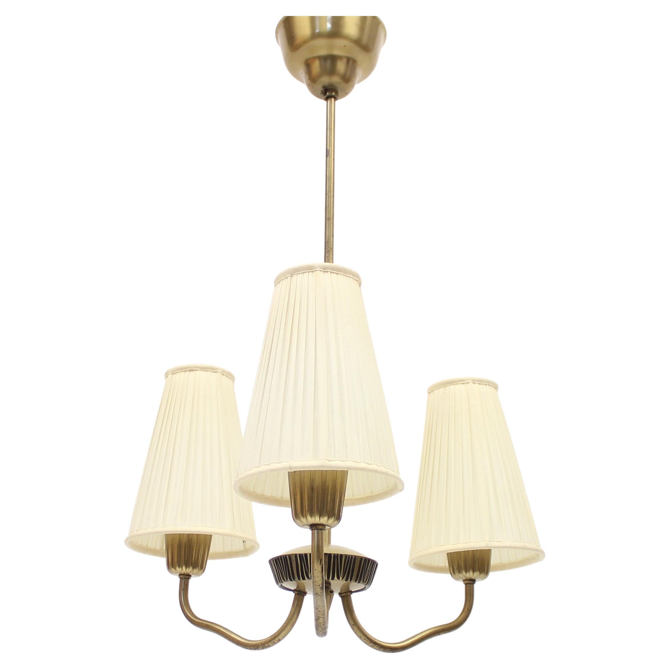 ASEA, 3-Light Brass Ceiling Lamp, Attributed to Sonja Katzin, 1950s