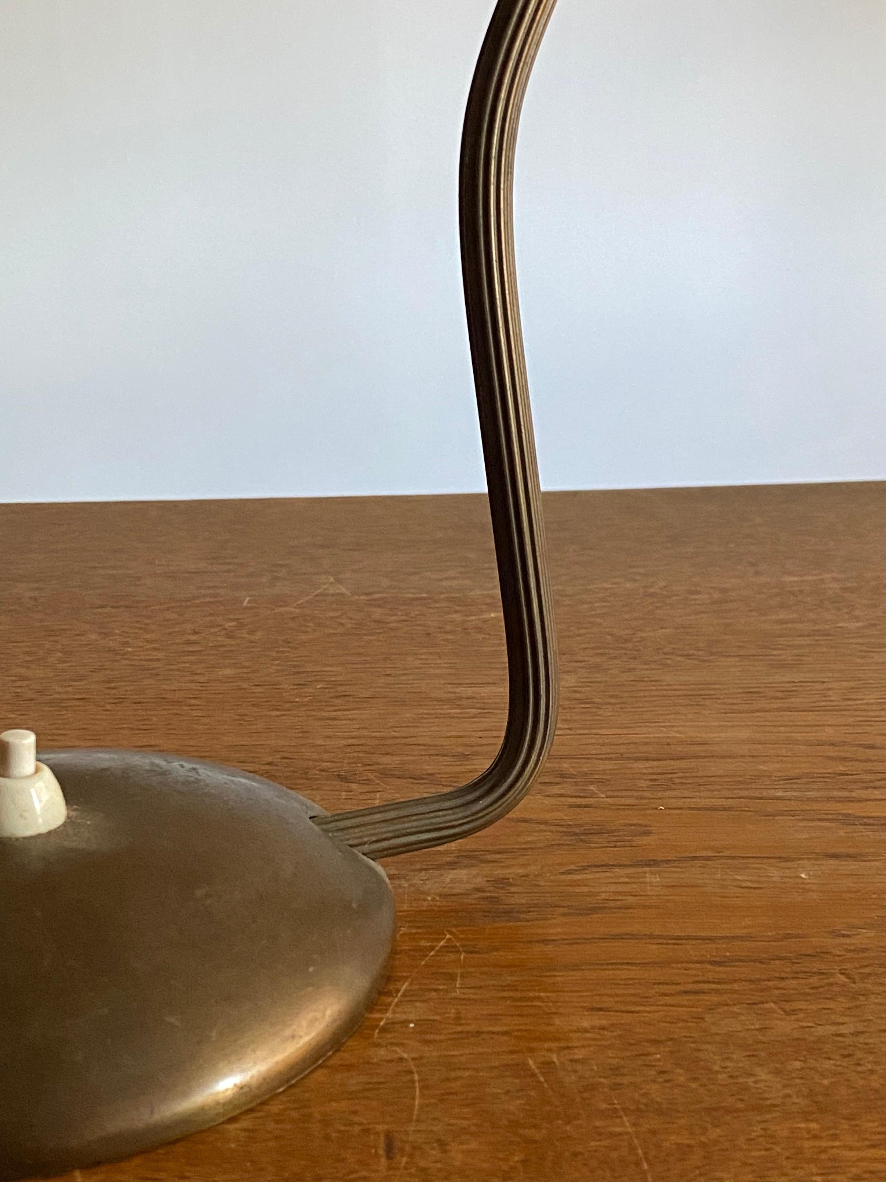 Swedish ASEA, Adjustable Functionalist Desk Light or Table Lamp, Brass, Sweden, 1940s