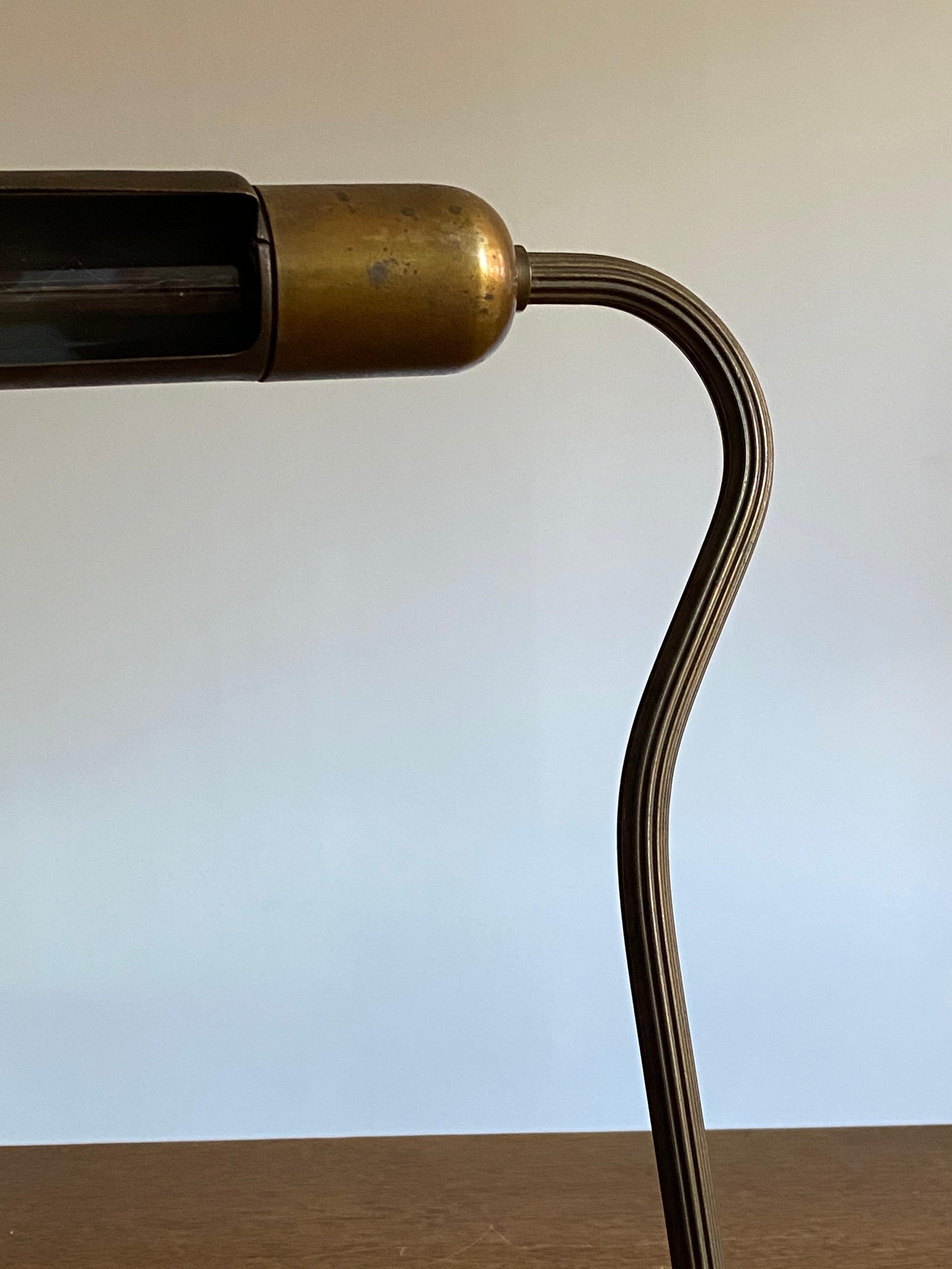 ASEA, Adjustable Functionalist Desk Light or Table Lamp, Brass, Sweden, 1940s In Good Condition In High Point, NC