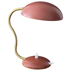 ASEA, Adjustable Table Lamp / Desk Light, Red Lacqured Metal Brass, Sweden 1950s