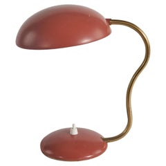ASEA, Adjustable Table Lamp, Red-Lacquered Metal, Brass, Sweden, 1950s