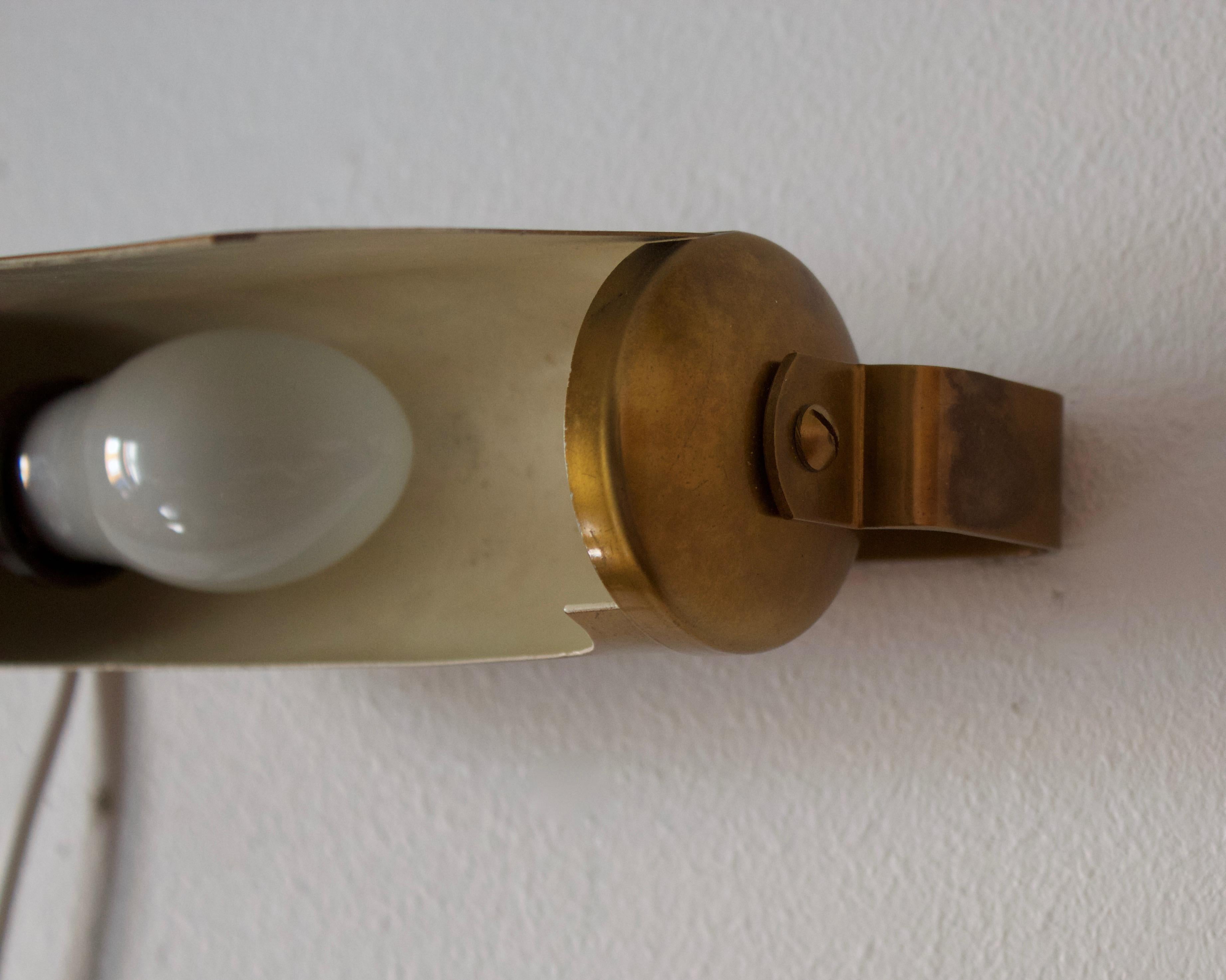 ASEA, Adjustable Wall Light, Brass, Sweden, 1940s In Good Condition In High Point, NC