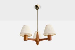 ASEA Attribution, Chandelier, Teak, Brass, Fabric, Sweden, 1950s