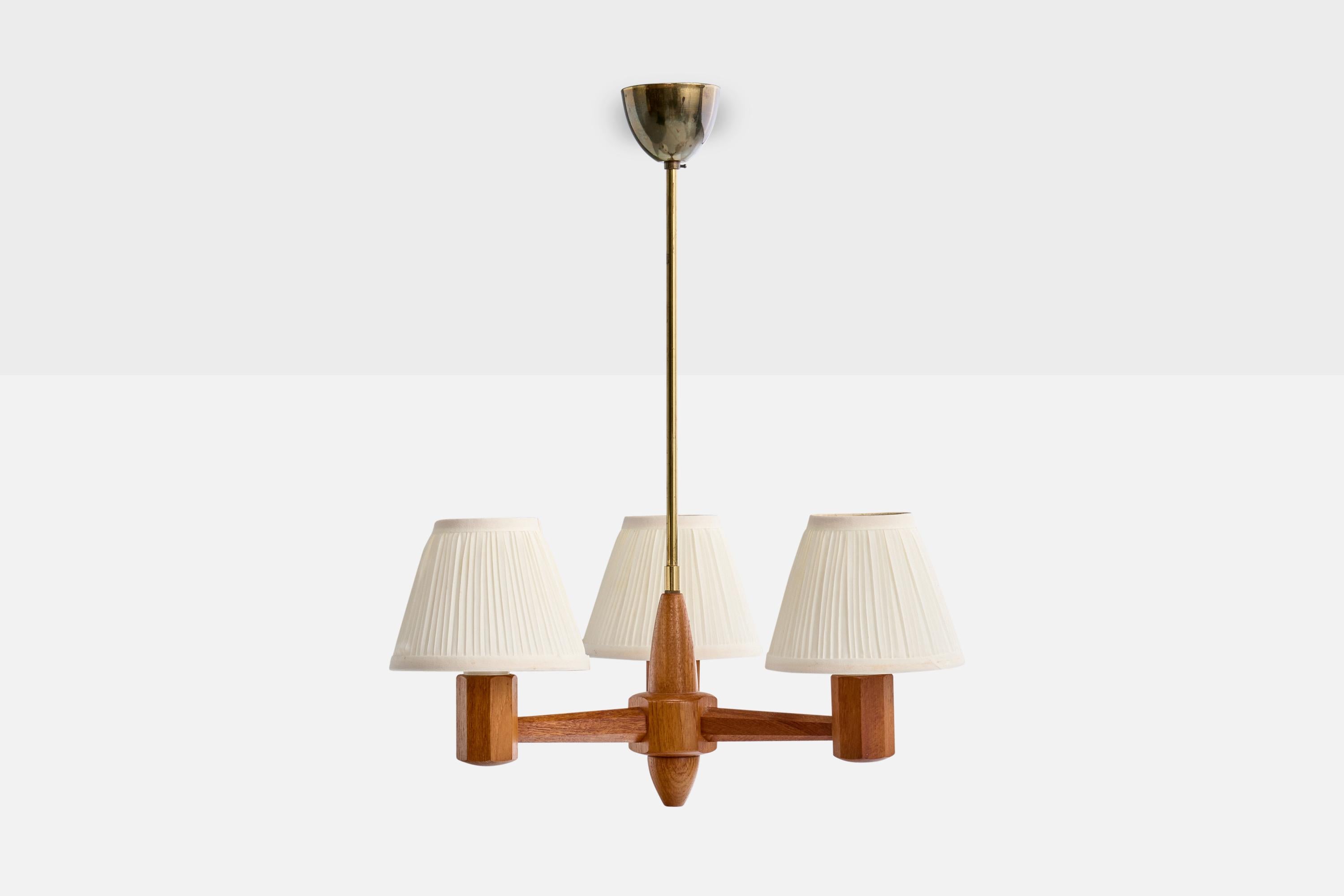 Mid-Century Modern ASEA Attribution, Lustre, Teck, Laiton, Tissu, Suède, années 1950 en vente