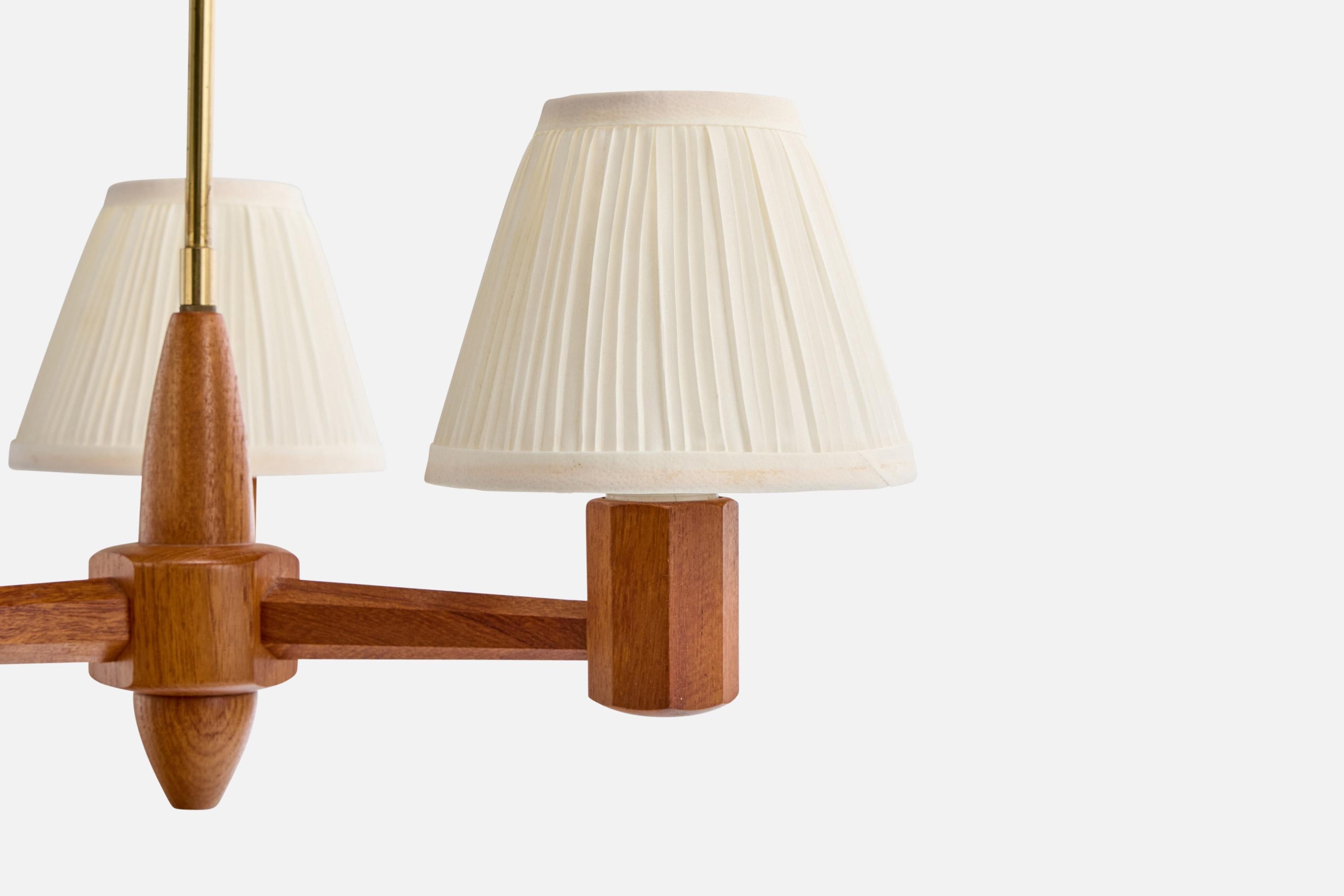 ASEA Attribution, Lustre, Teck, Laiton, Tissu, Suède, années 1950 en vente 1