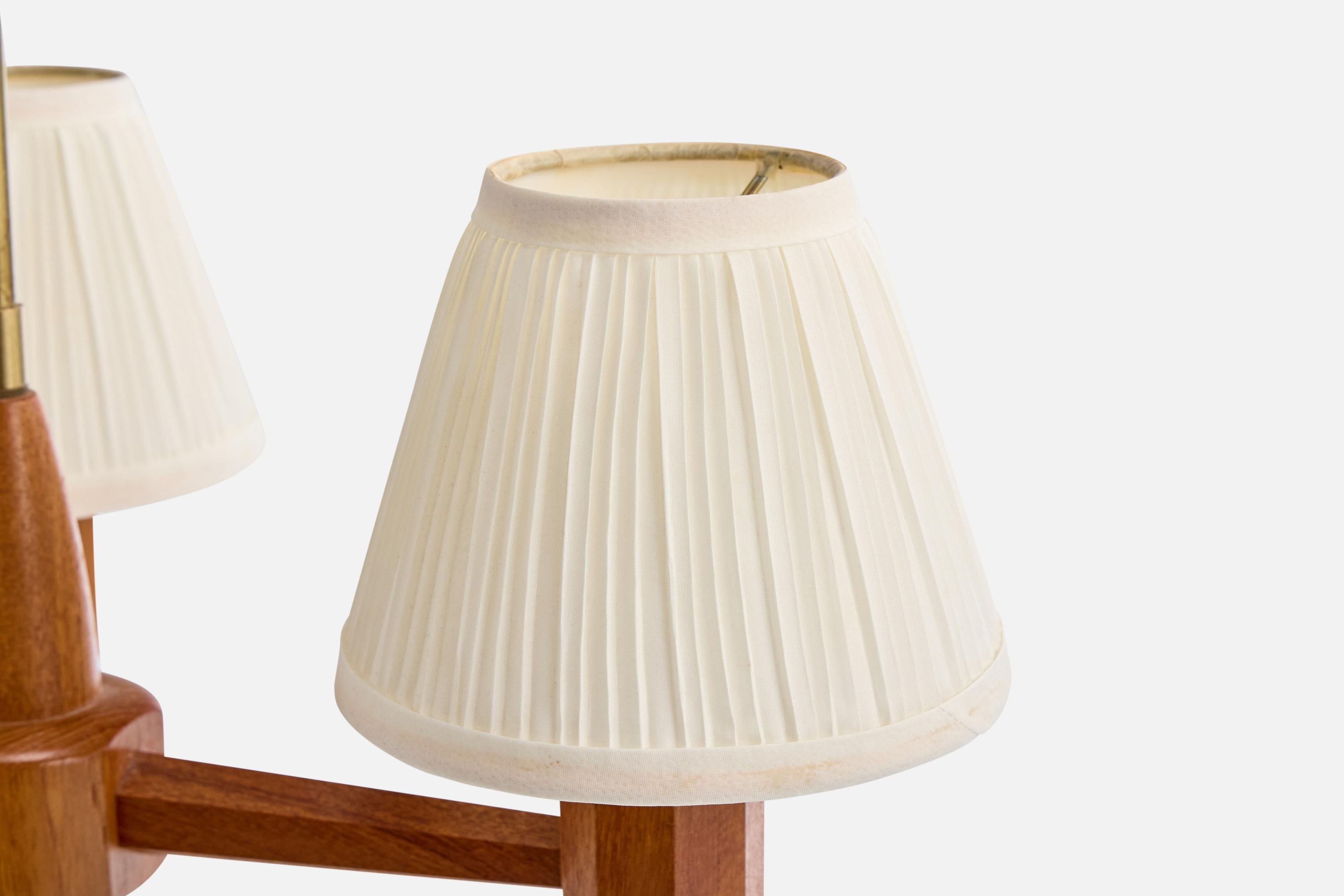 ASEA Attribution, Lustre, Teck, Laiton, Tissu, Suède, années 1950 en vente 2