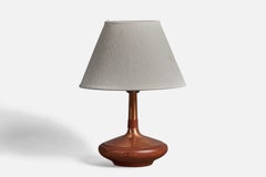 Used ASEA Belysning, Small Table Lamp, Copper, Turned Teak, Sweden, 1960s