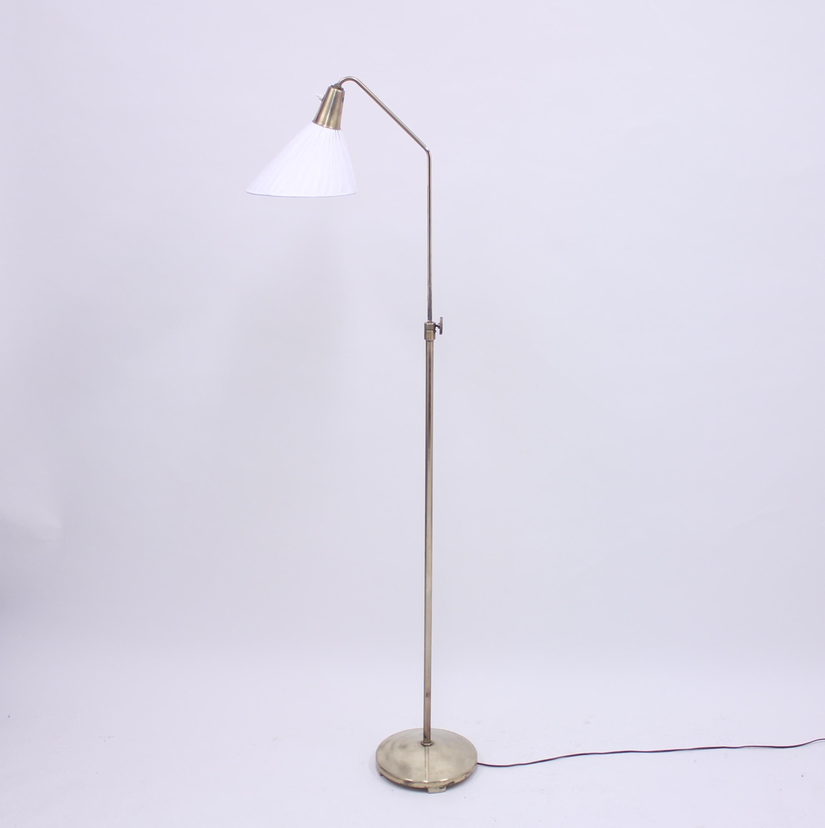 Scandinavian Modern ASEA, Brass Floor Lamp, Attributed to Hans Bergström, 1950s