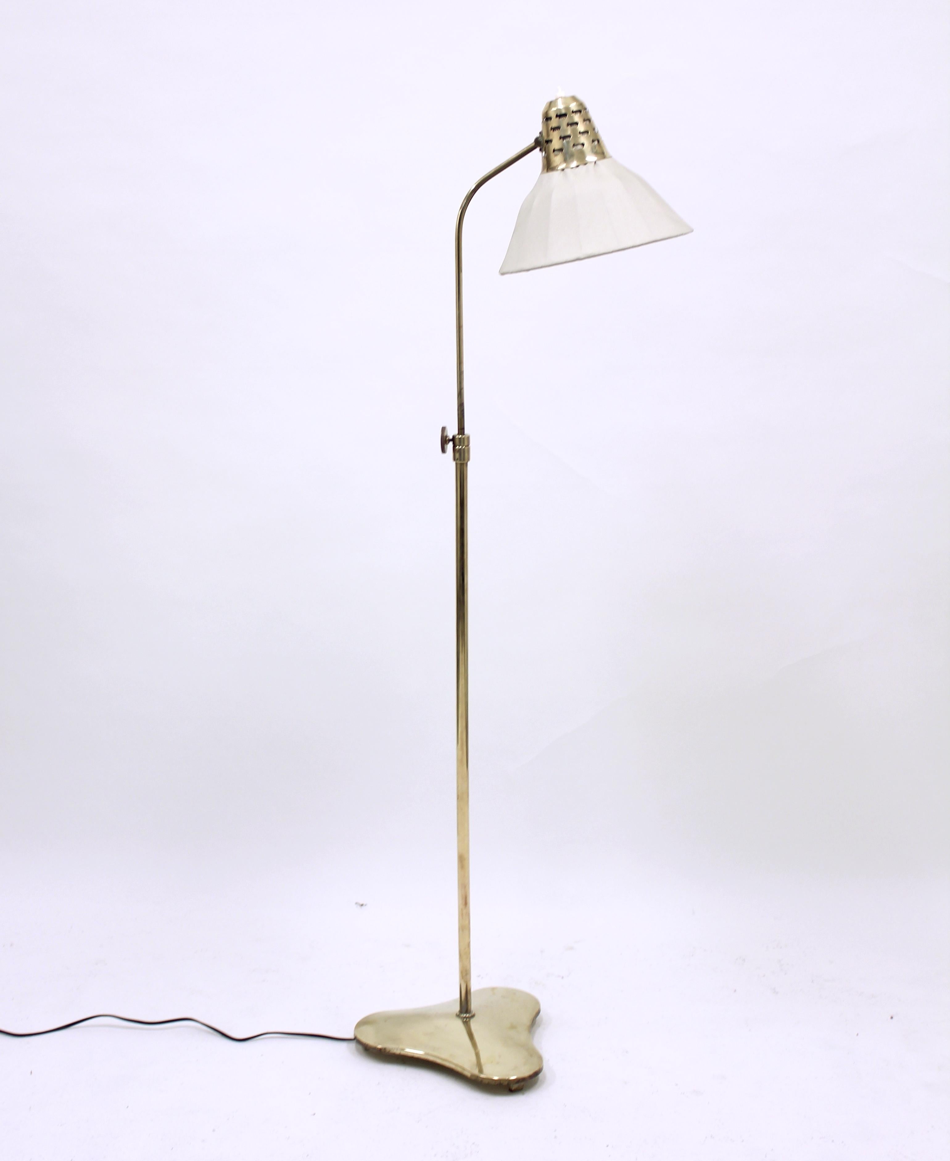 Swedish ASEA Brass Floor Lamp, Attributed to Hans Bergström, 1950s