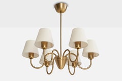ASEA, Chandelier, Brass, Fabric, Sweden, 1940s